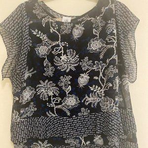 CAbi Blue White Floral Cami - Size XL